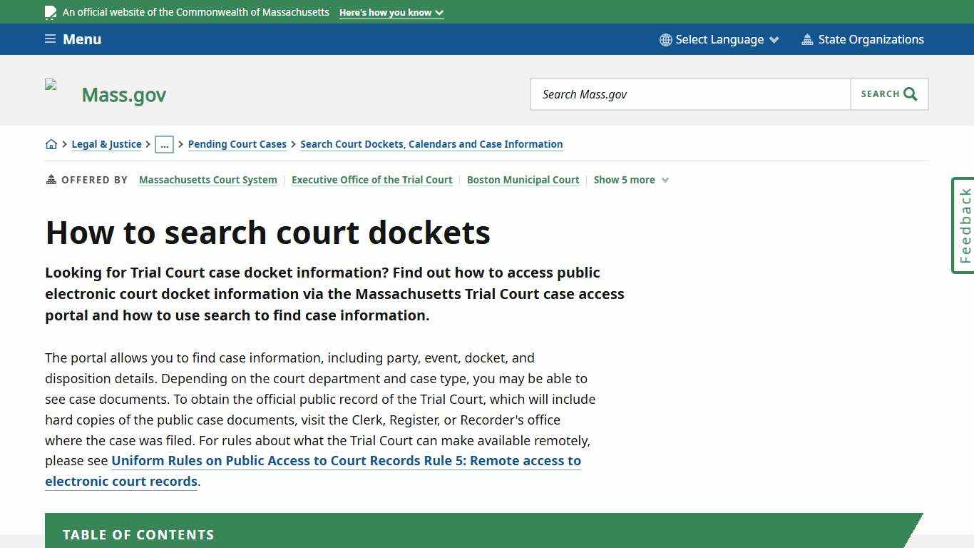 How to search court dockets | Mass.gov