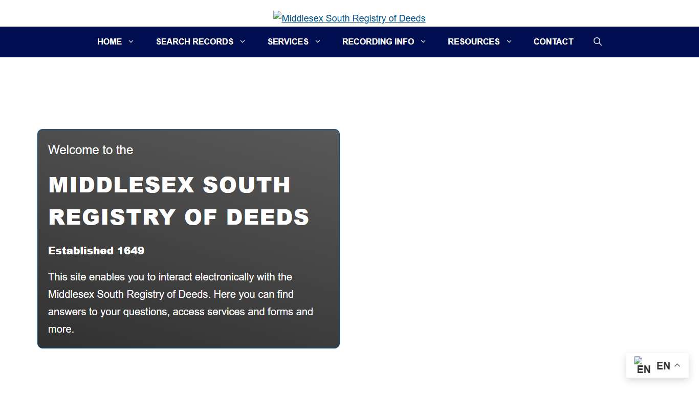 Middlesex South Registry of Deeds - Real Estate Records for Middlesex County