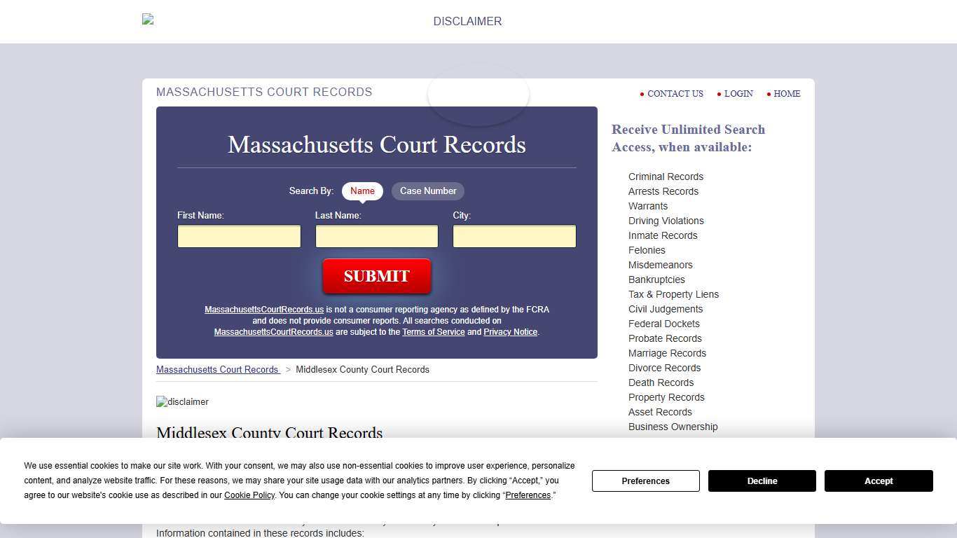 Middlesex County Court Records | MassachusettsCourtRecords.us